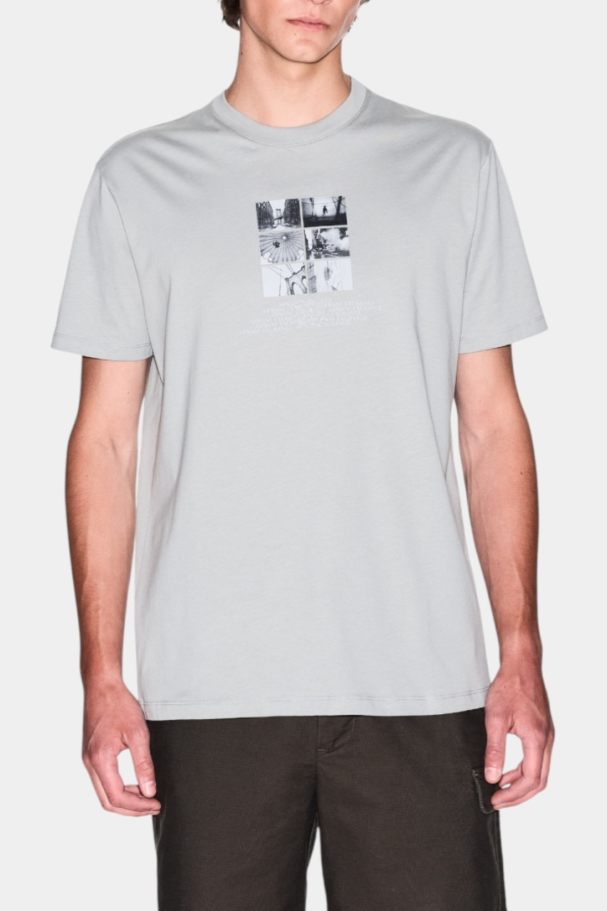 Сіра футболка стандартного крою з фото-принтом XM000565 AF10356 U8051 Armani Exchange