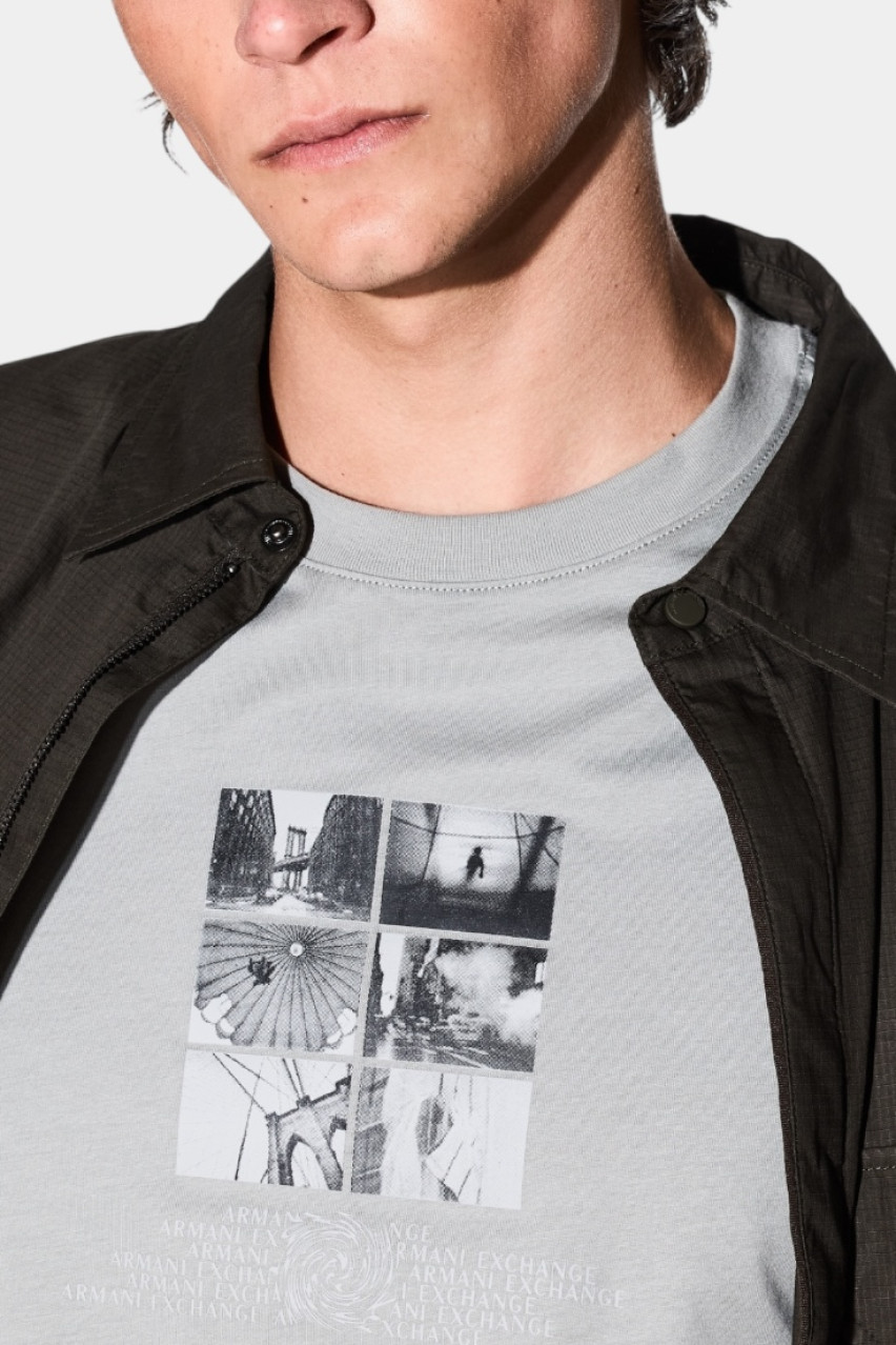 Сіра футболка стандартного крою з фото-принтом XM000565 AF10356 U8051 Armani Exchange