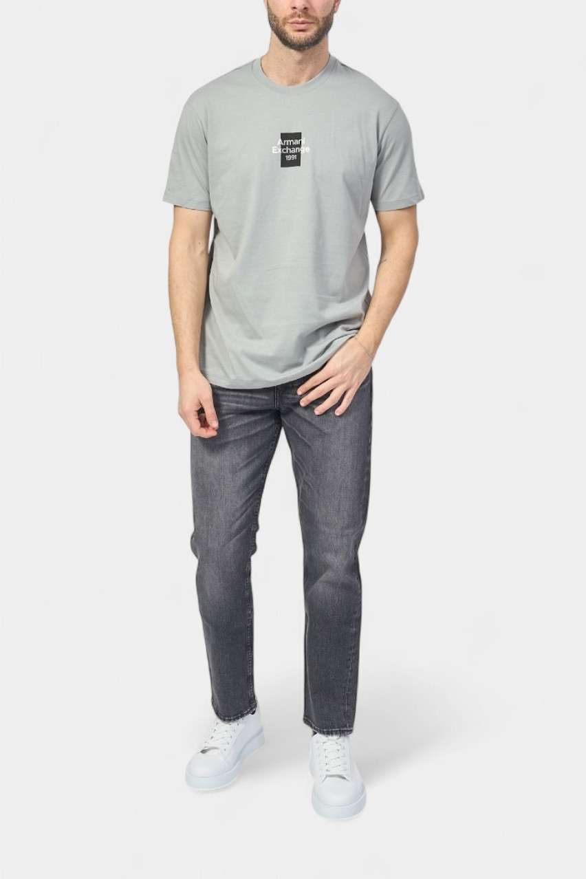 Сіра футболка стандартного крою з логотипом XM000767 AF12308 U8051 Armani Exchange