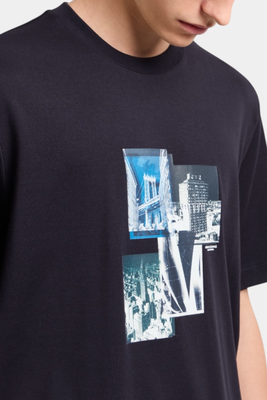 Темно-синя футболка стандартного крою з принтом XM000269 AF12112 UB101 Armani Exchange