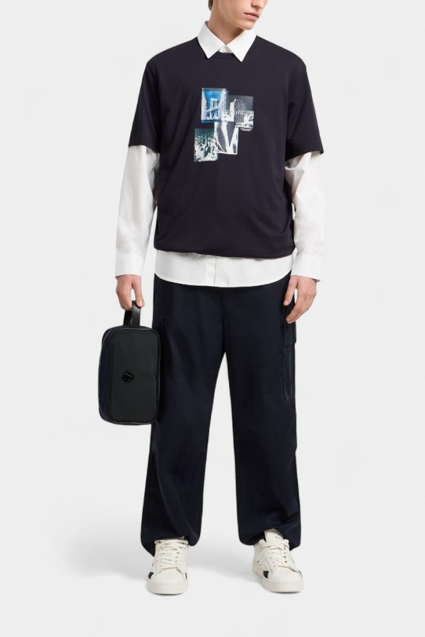 Темно-синя футболка стандартного крою з принтом XM000269 AF12112 UB101 Armani Exchange