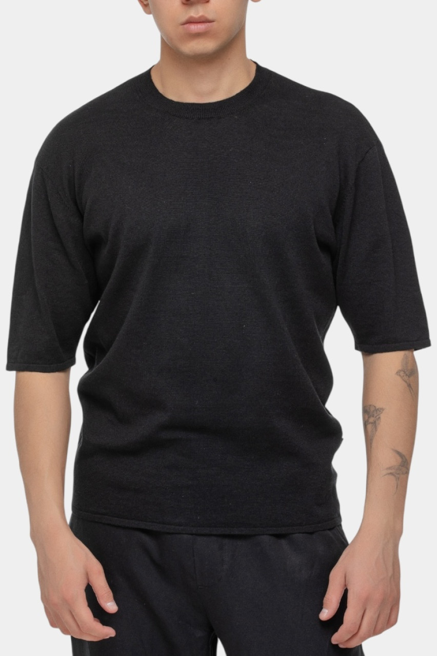 Чорний однотонний джемпер з льону та бавовни XM000710 AF12935 UC001 Armani Exchange