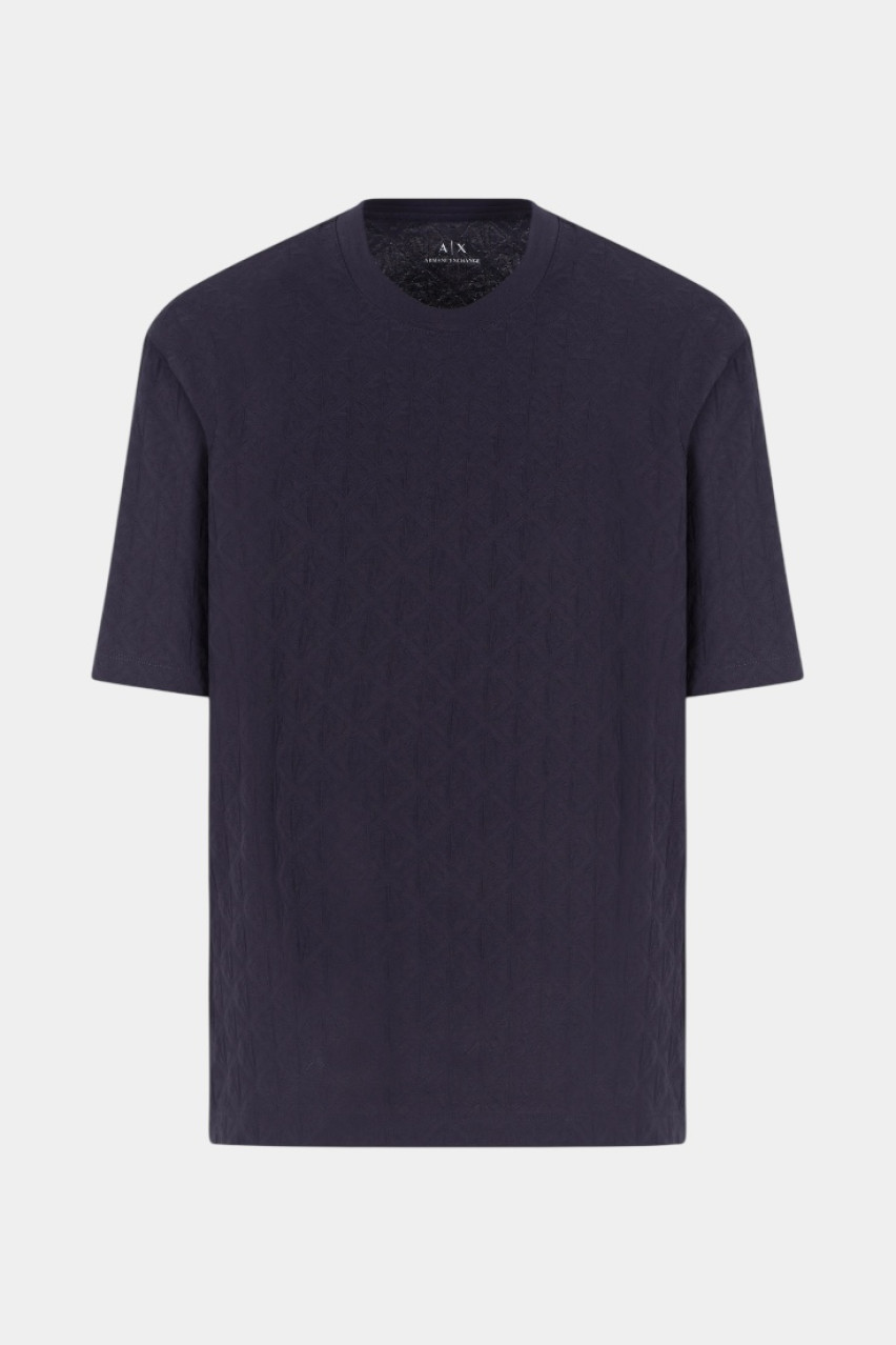 Темно-синяя футболка стандартного кроя с логотипами в тон по всей поверхности XM000268 AF10337 UB101 Armani Exchange