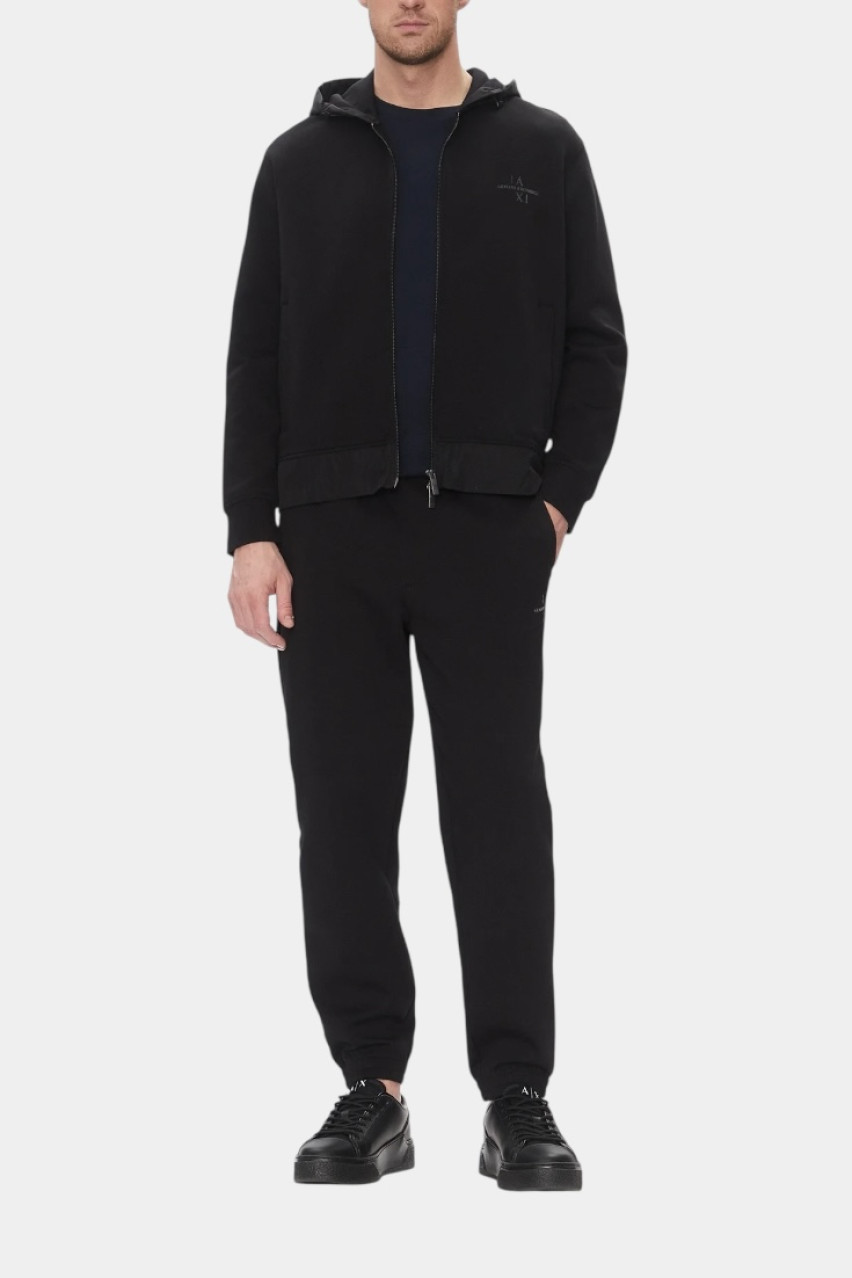 Черное худи на молнии с логотипом в тон XM000515 AF13047 MC105 Armani Exchange