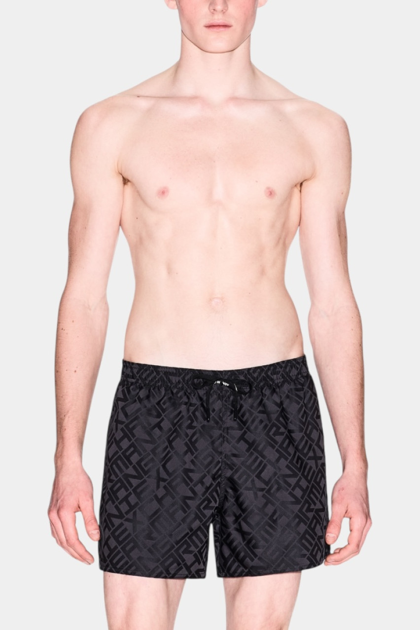 Чорні плавки з патерновим логотипом по всій поверхні XM000829 AF13629 FC013 Armani Exchange