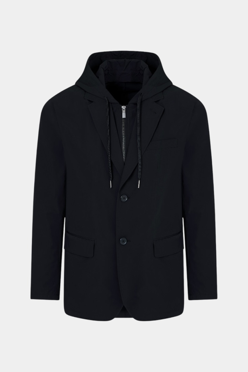 Чорний кежуал піджак зі знімним капюшоном XM000212 AF10357 UC001 Armani Exchange