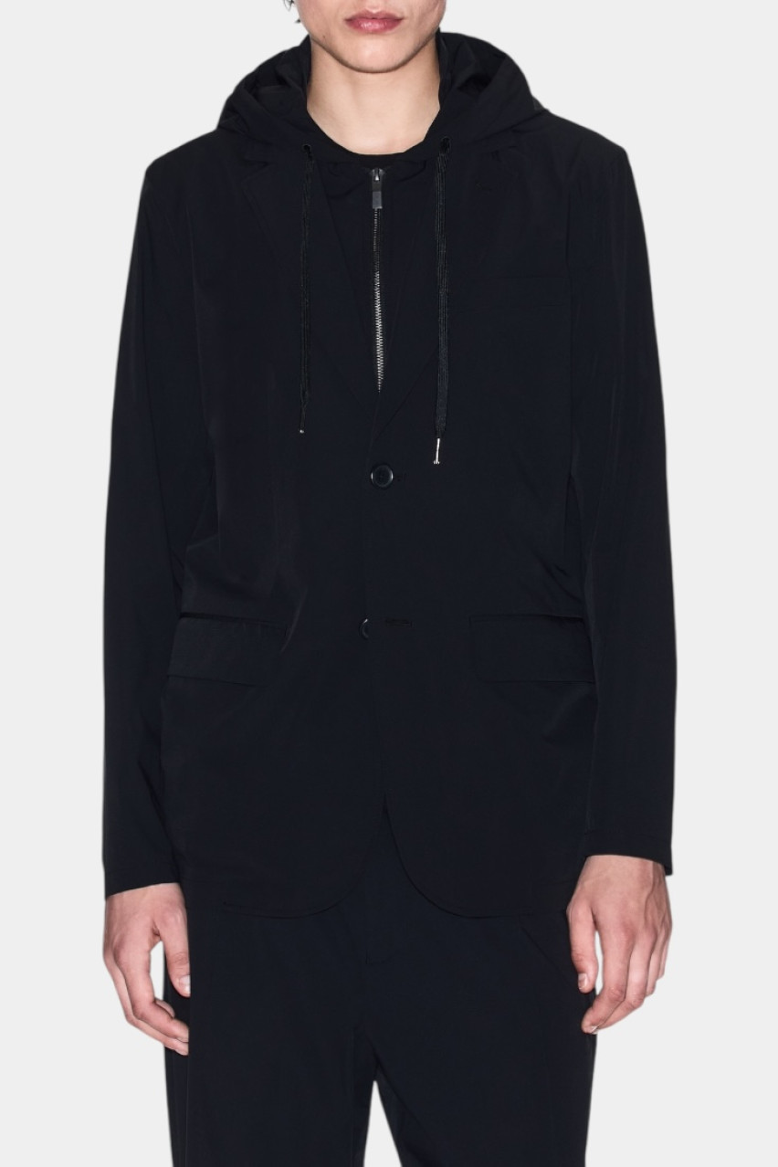 Чорний кежуал піджак зі знімним капюшоном XM000212 AF10357 UC001 Armani Exchange