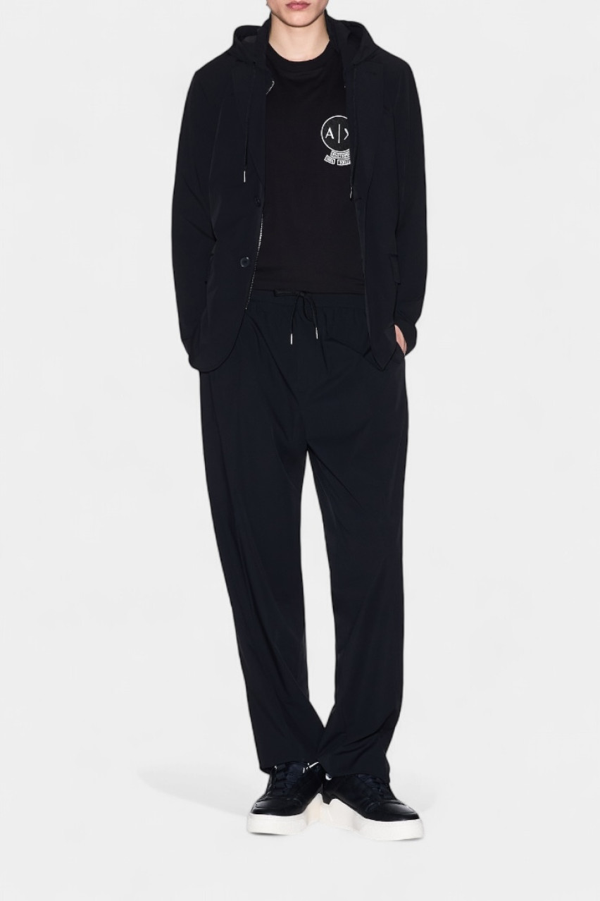 Чорний кежуал піджак зі знімним капюшоном XM000212 AF10357 UC001 Armani Exchange