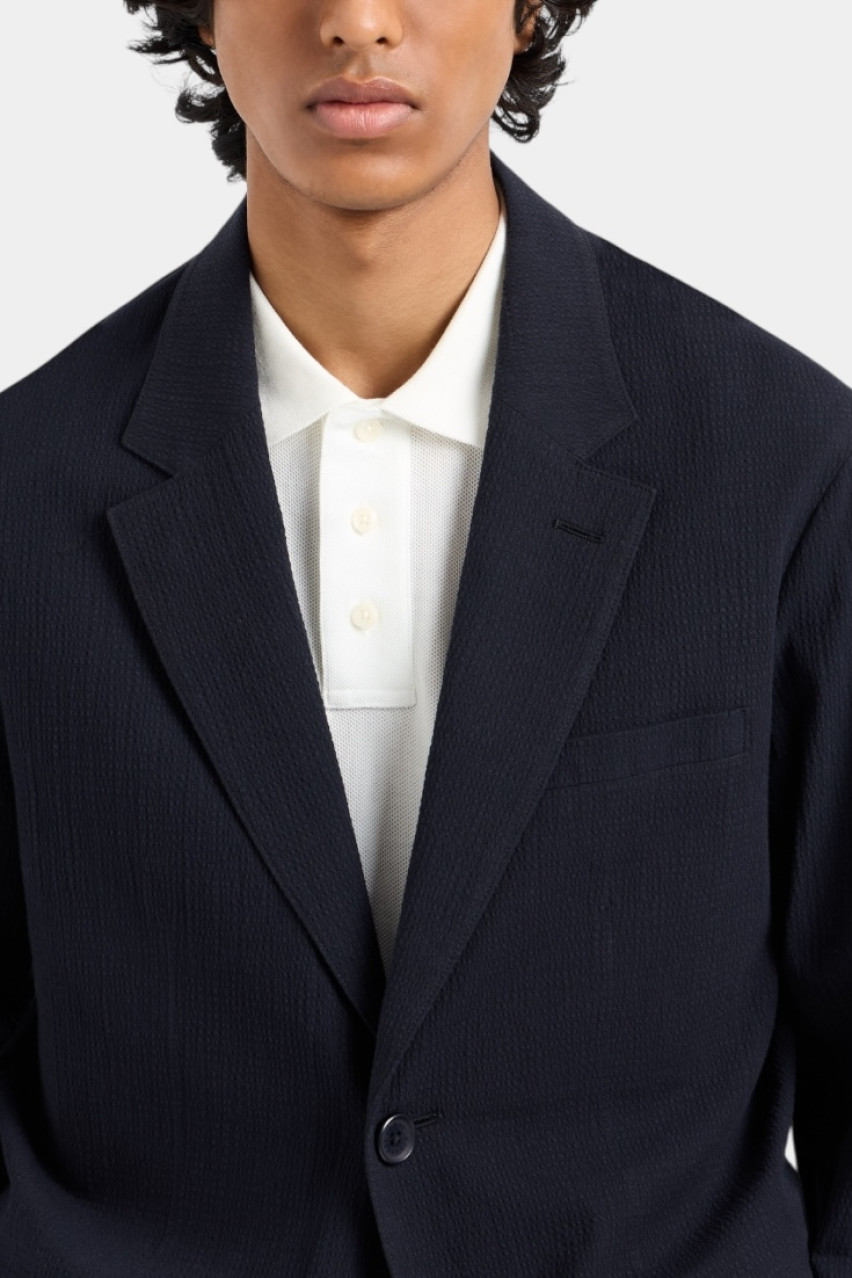 Темно-синий однобортный пиджак из эластичного хлопка XM000400 AF14861 UB101 Armani Exchange