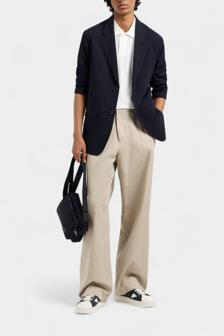 Темно-синий однобортный пиджак из эластичного хлопка XM000400 AF14861 UB101 Armani Exchange