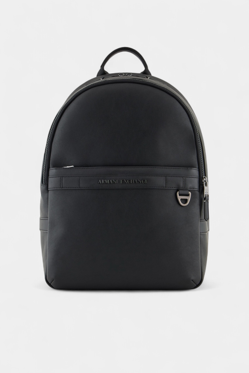 Чорний рюкзак із зовнішньою кишенею та металевим логотипом XM000142 AF11925 UC001 Armani Exchange