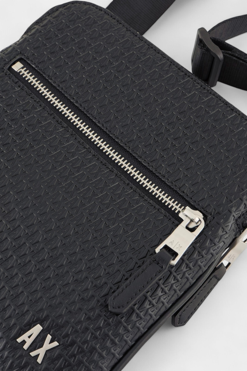 Темно-синя сумка крос-боді з тисненим логотипом по всій поверхні XM000159 AF11928 UB101 Armani Exchange