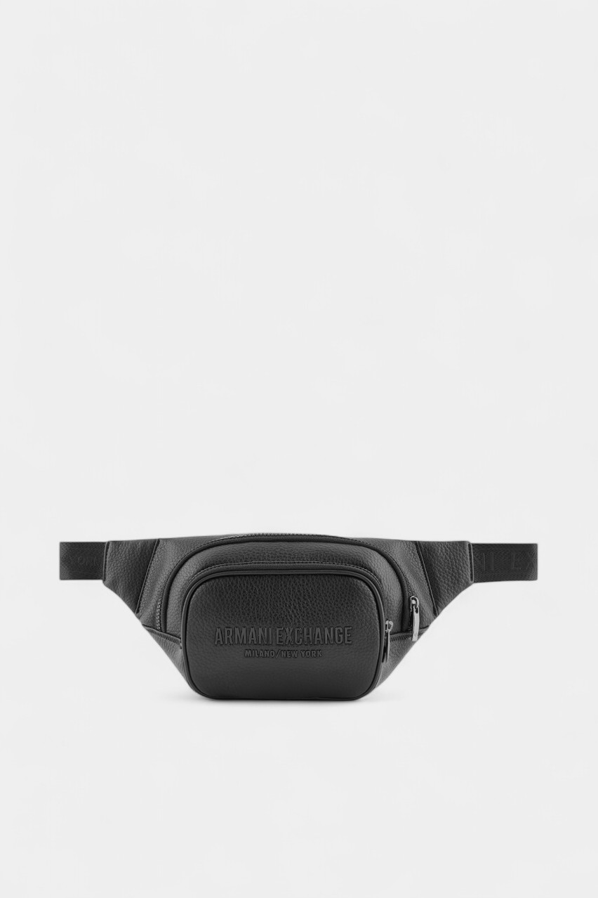 Черная поясная сумка из зернистой экокожи и тисненым логотипом XM000153 AF11931 UC001 Armani Exchange