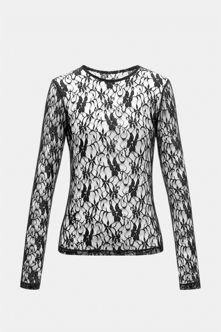 Чёрный кружевной лонгслив BLAZH.