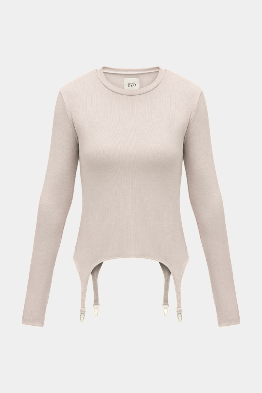 Бежевый лонгслив с застежками