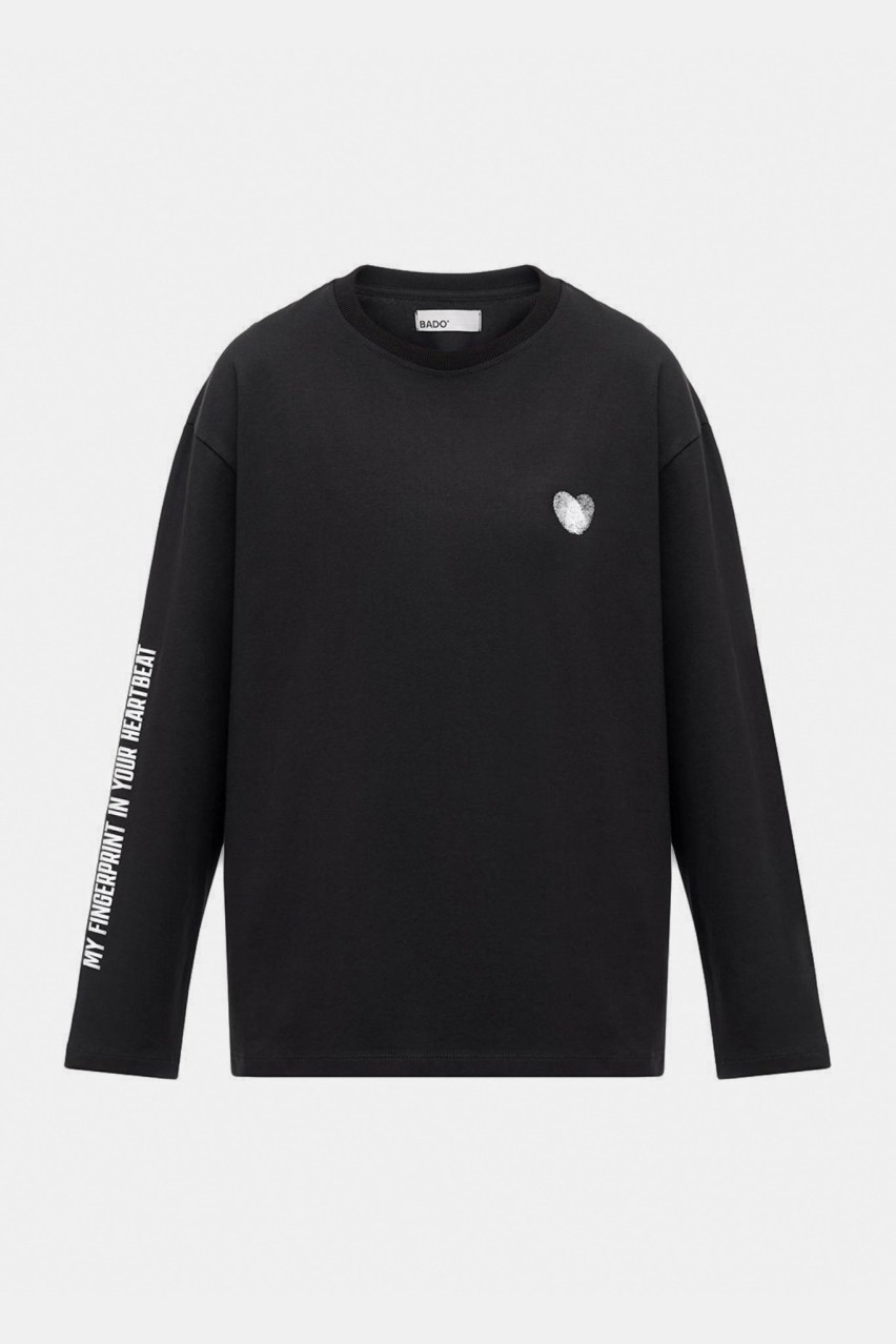 Чёрный лонгслив Heart BLAZH.