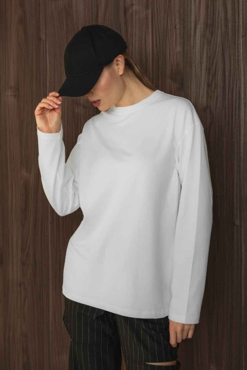 Молочний базовий лонгслів Oversize SS2024-09 BLAZH.