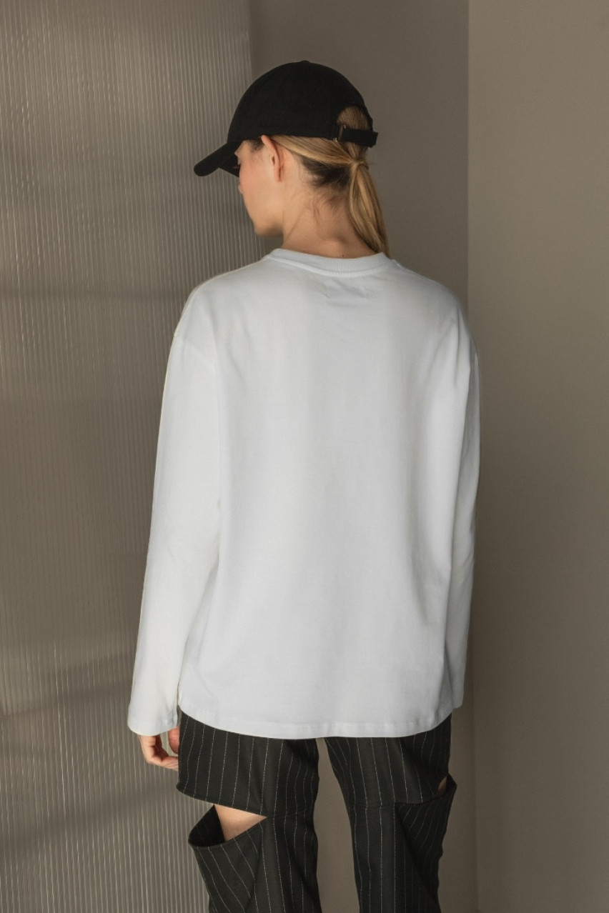 Молочний базовий лонгслів Oversize SS2024-09 BLAZH.