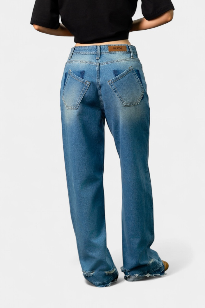 Синие джинсы с низкой посадкой BLAZH.