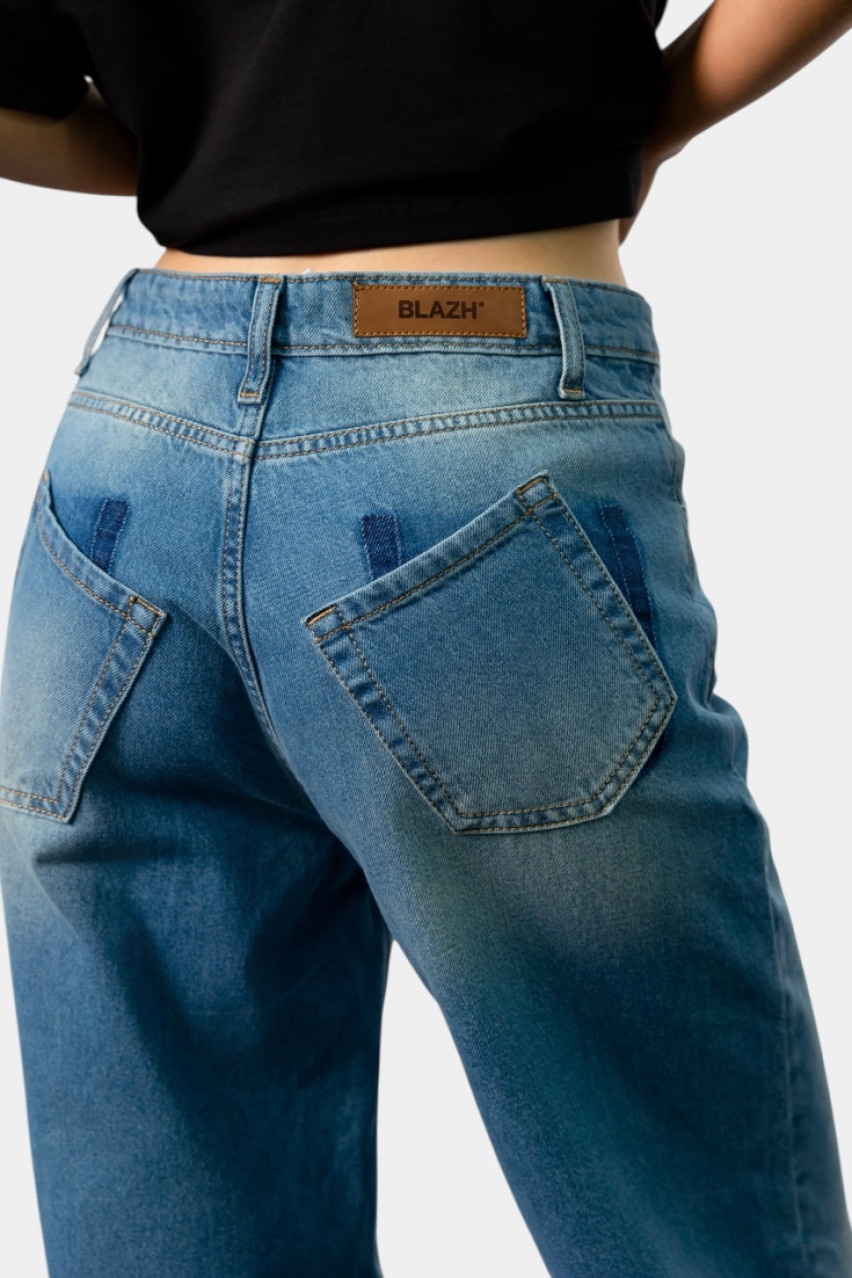 Синие джинсы с низкой посадкой BLAZH.
