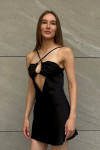 Чорна атласна мінісукня
