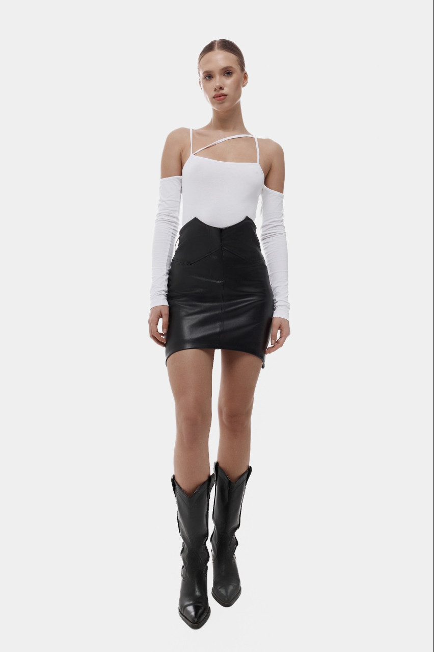 Чорна спідниця з екошкіри BLAZH.