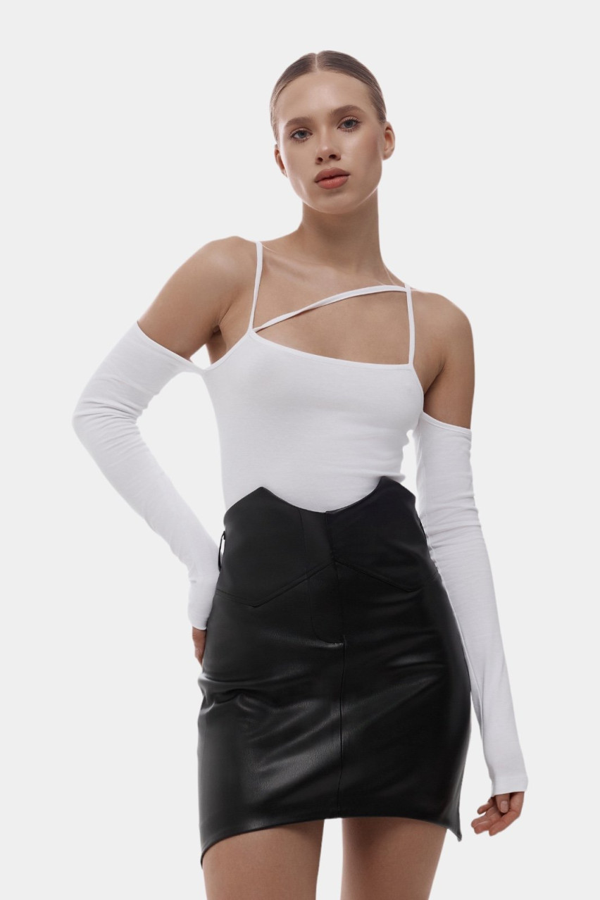 Чорна спідниця з екошкіри BLAZH.