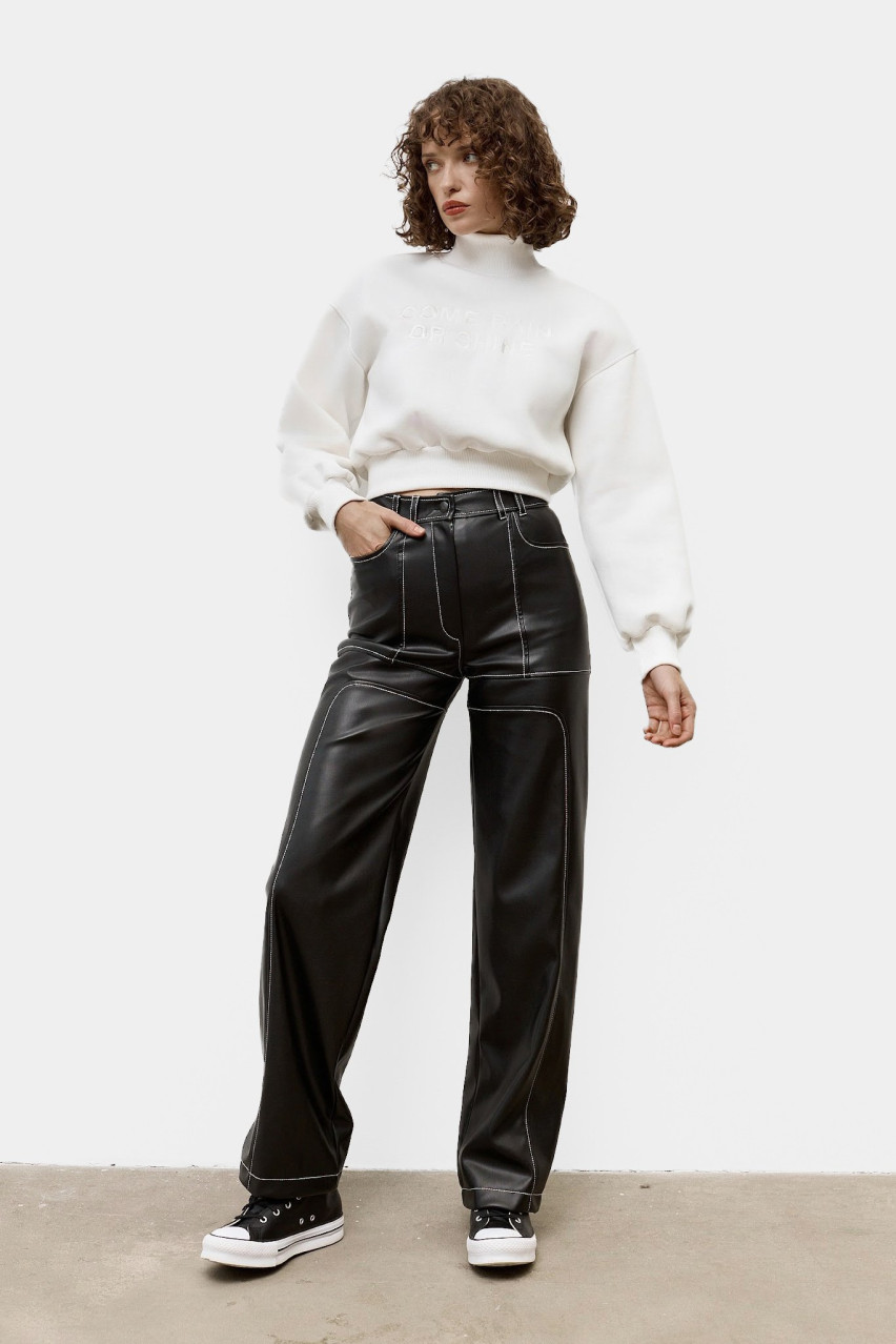 Чорні брюки з екошкіри BLAZH.