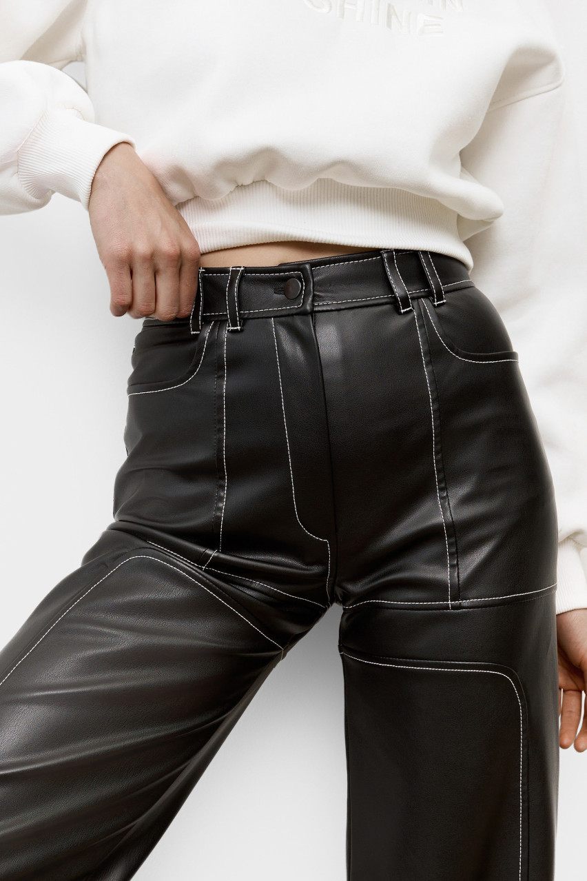 Чорні брюки з екошкіри BLAZH.