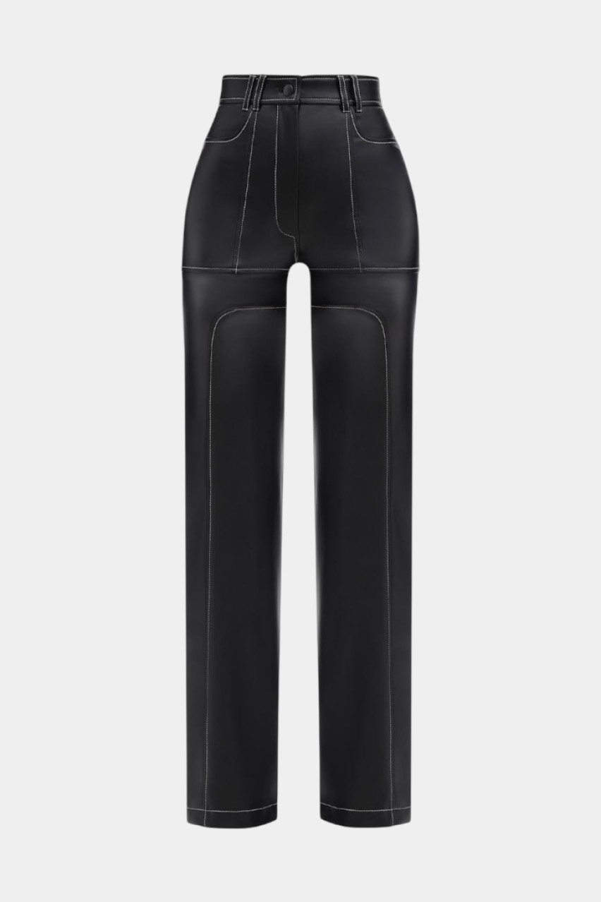 Чорні брюки з екошкіри BLAZH.