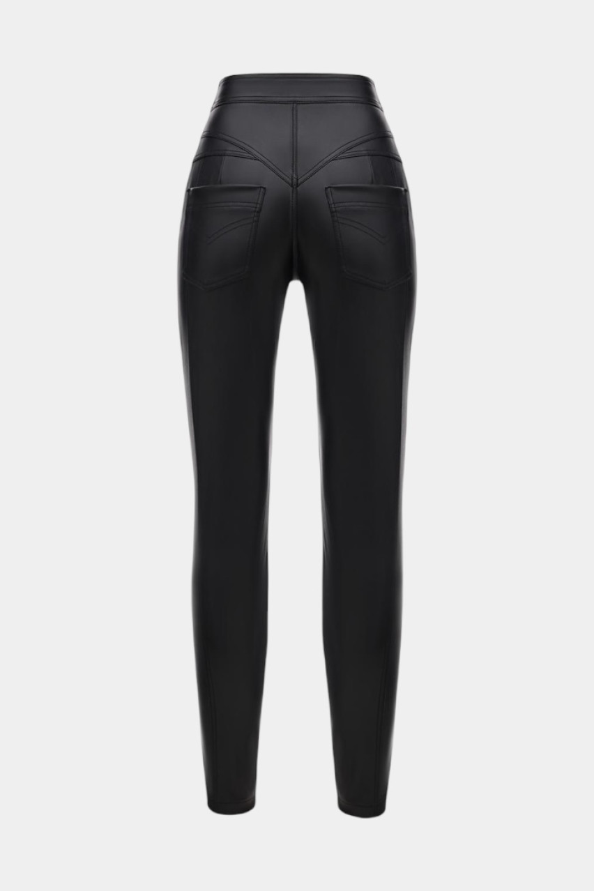 Чорні корсетні брюки з екошкіри BLAZH.