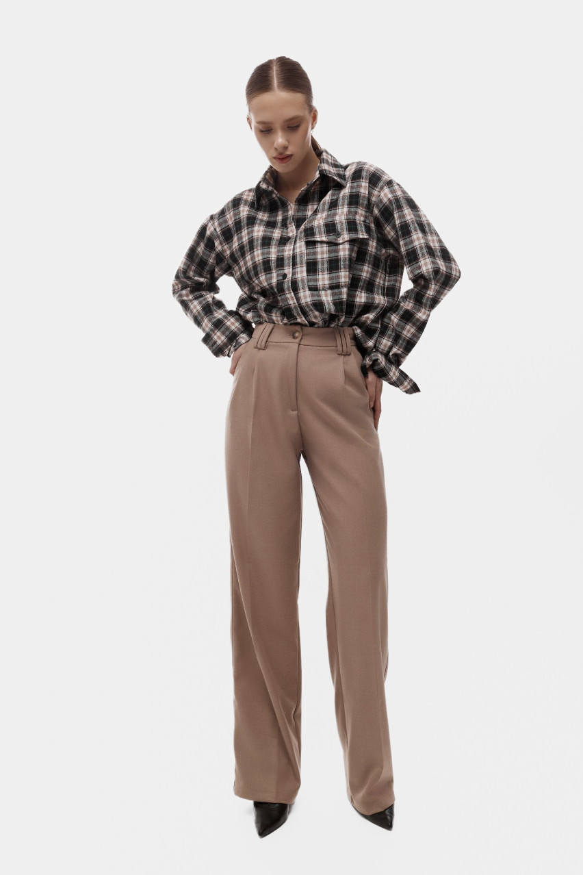 Бежевые брюки-палаццо BLAZH.