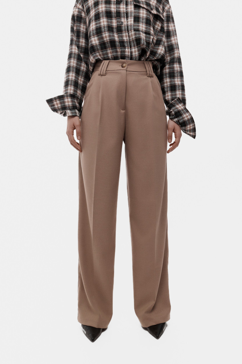 Бежевые брюки-палаццо BLAZH.