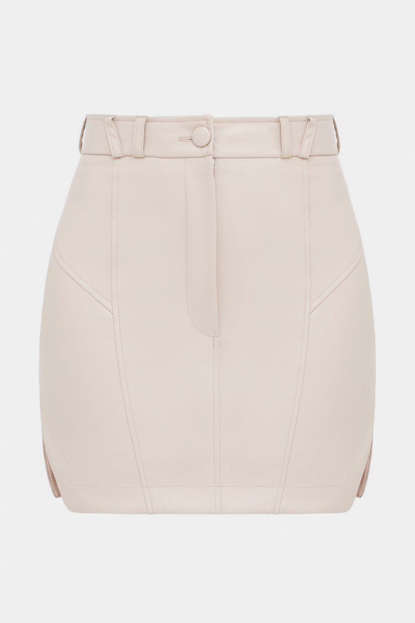 Бежевая юбка из экокожи