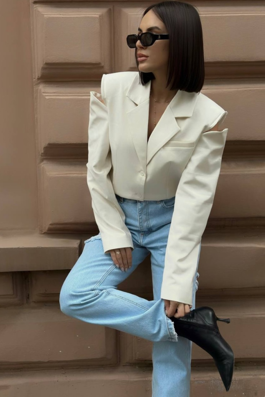 Молочний піджак-боді Cut Off Shoulder SS2024 BLAZH'