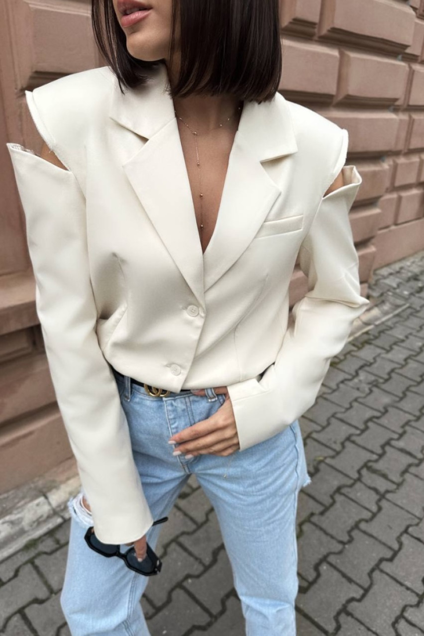 Молочний піджак-боді Cut Off Shoulder SS2024 BLAZH'