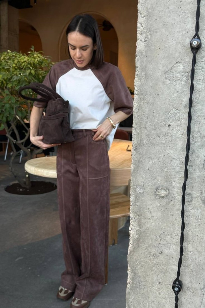 Шоколадные брюки из экозамши BLAZH.