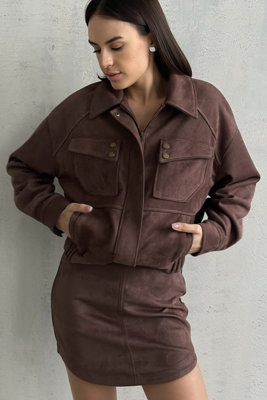 Шоколадная куртка с экозамшей BLAZH.