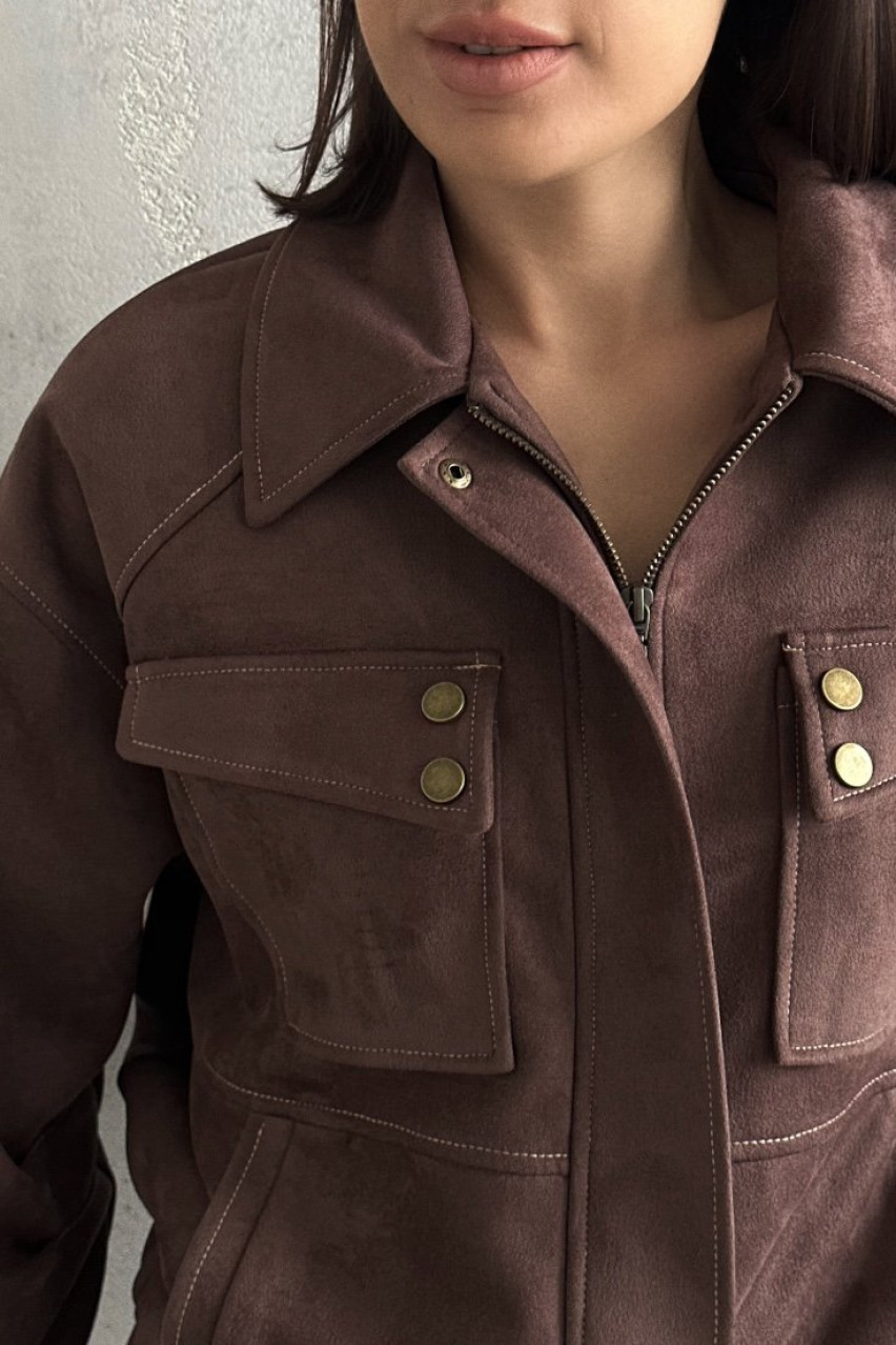 Шоколадная куртка с экозамшей BLAZH.
