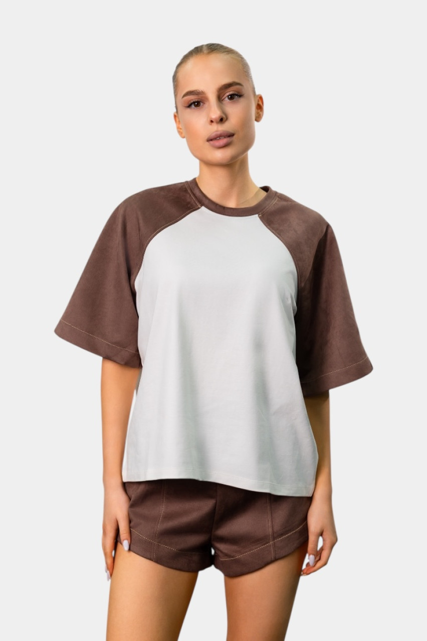 Футболка с замшевыми рукавами BLAZH.