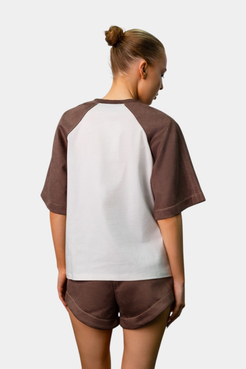 Футболка с замшевыми рукавами BLAZH.