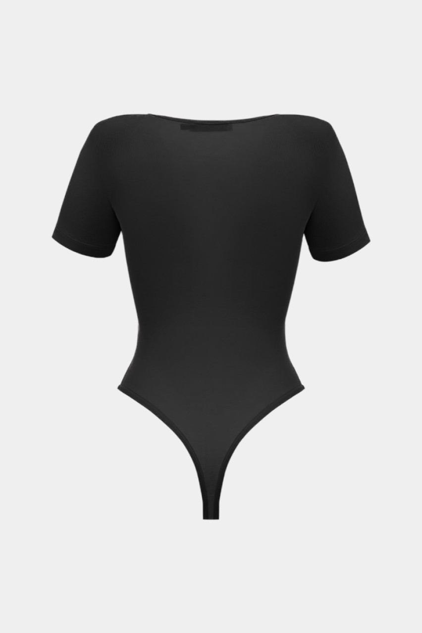 Черное боди с короткими рукавами BLAZH.