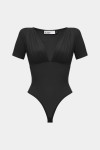 Черное боди с короткими рукавами