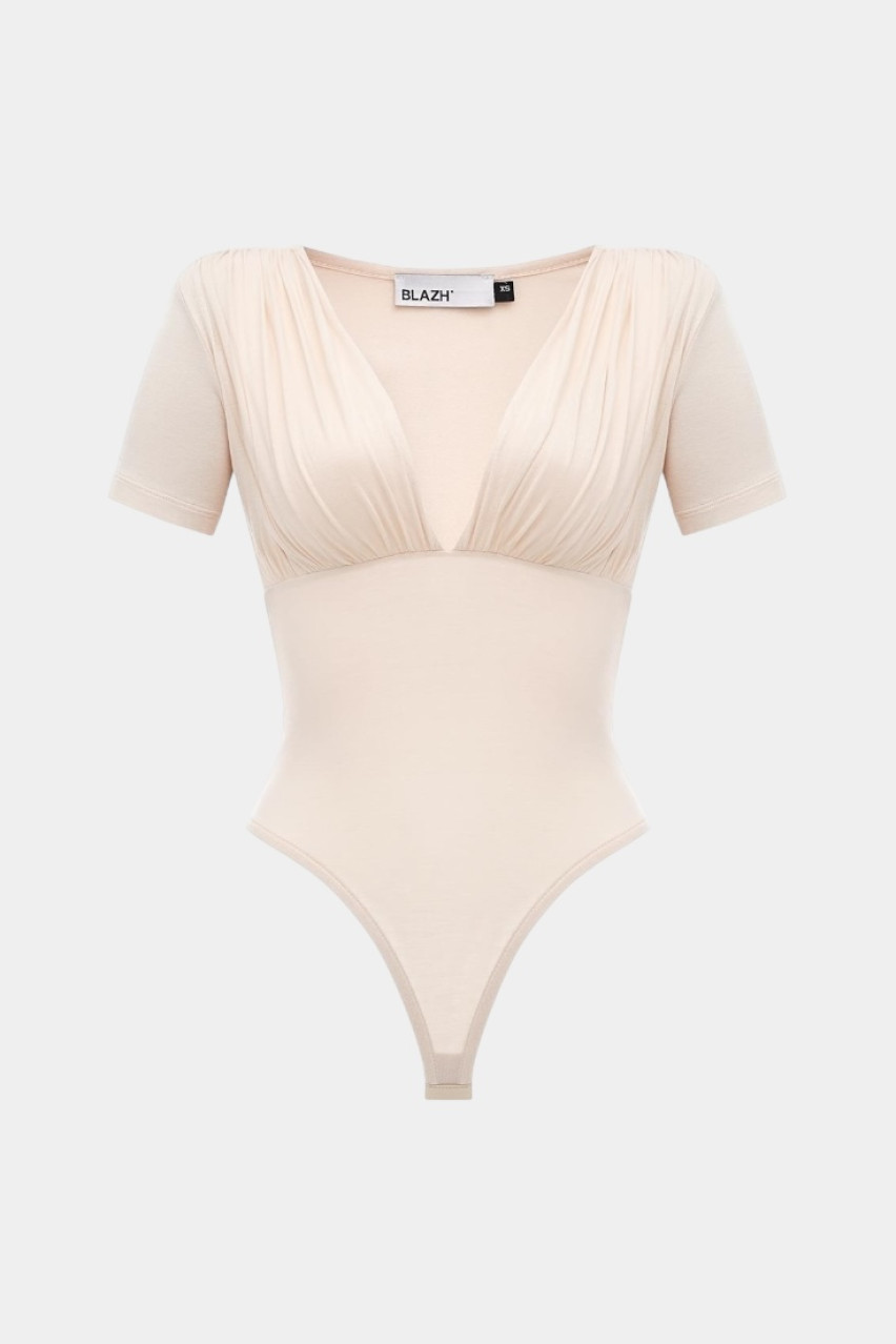 Бежевое боди с короткими рукавами BLAZH.