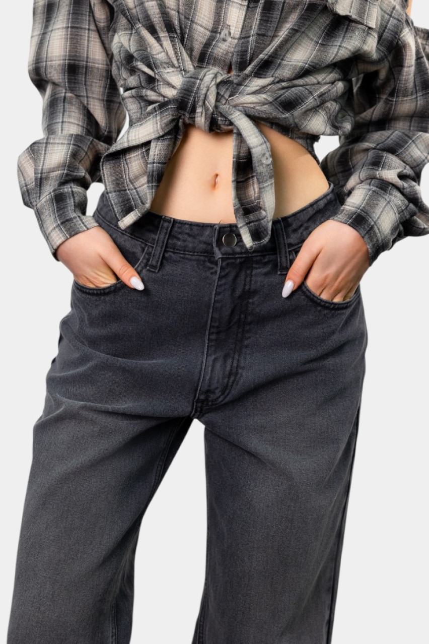 Темно серые широкие джинсы с низкой посадкой BLAZH.