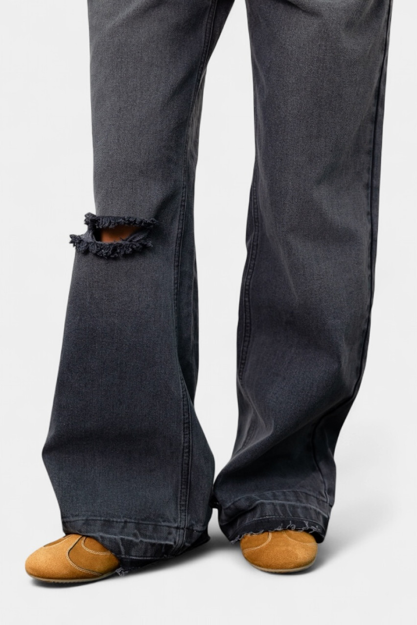 Темно серые широкие джинсы с низкой посадкой BLAZH.