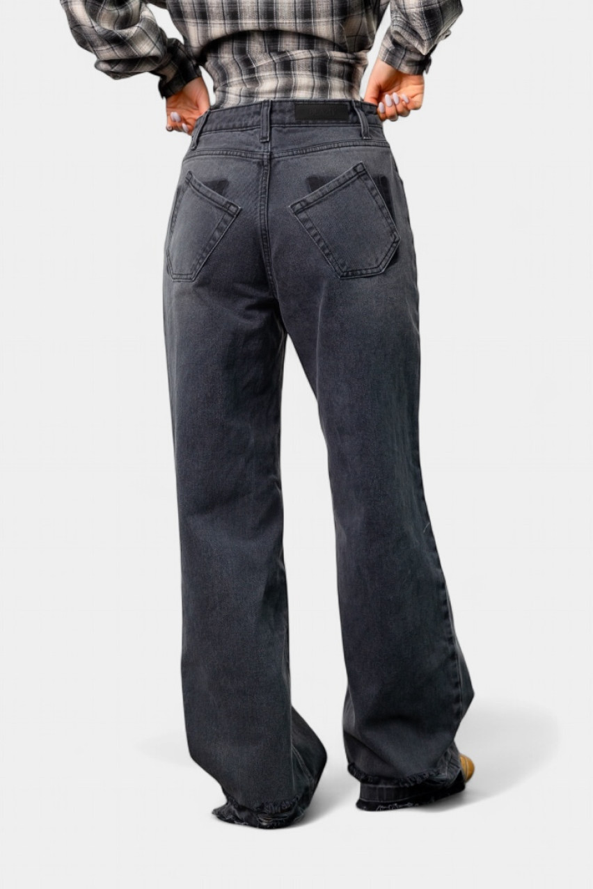 Темно серые широкие джинсы с низкой посадкой BLAZH.