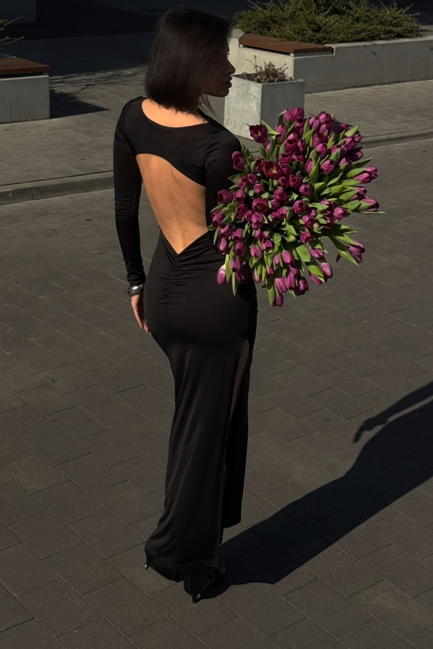 Чорна сукня максі з відкритою спиною BLAZH.