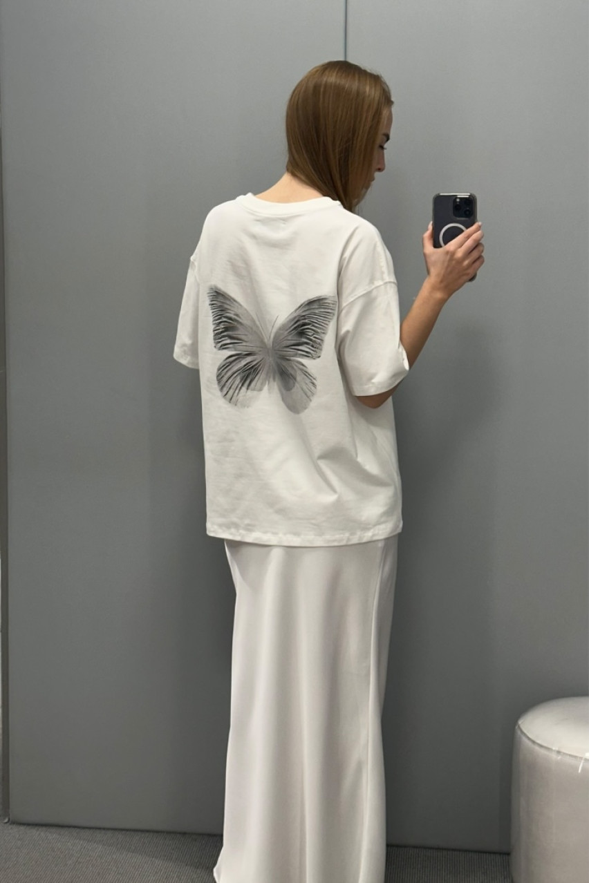 Молочна атласна максіспідниця BLAZH.