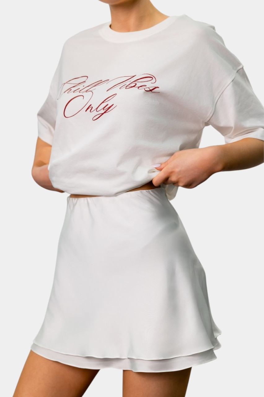 Молочная атласная мини-юбка SS2025 BLAZH.